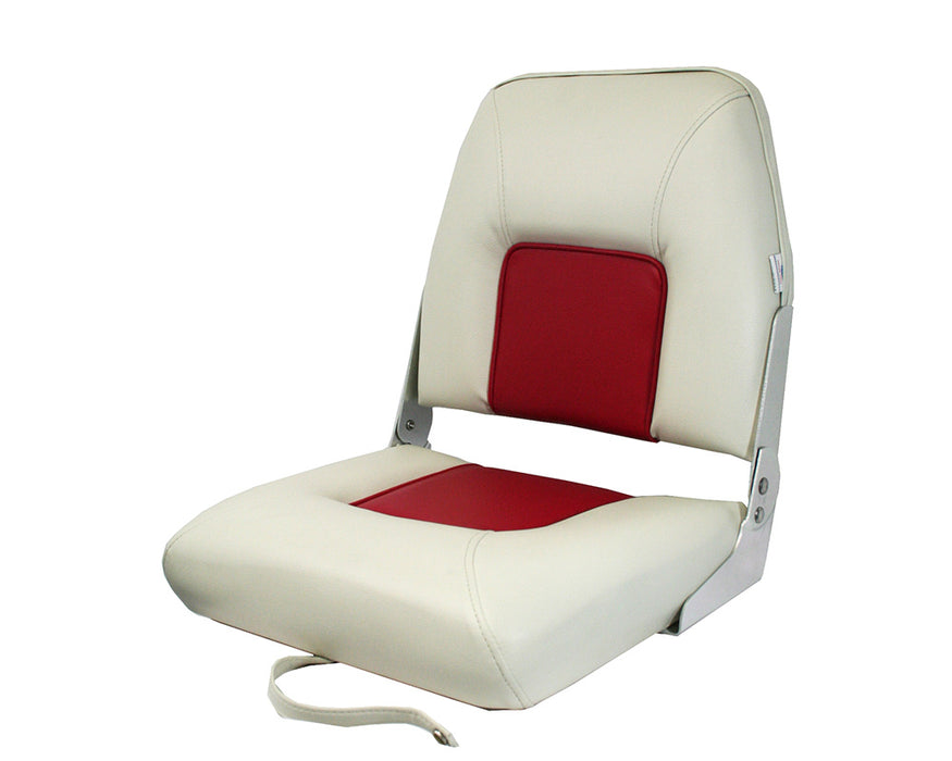 S40 FOLDING OFF WHT/RED PADDED BOAT SEAT