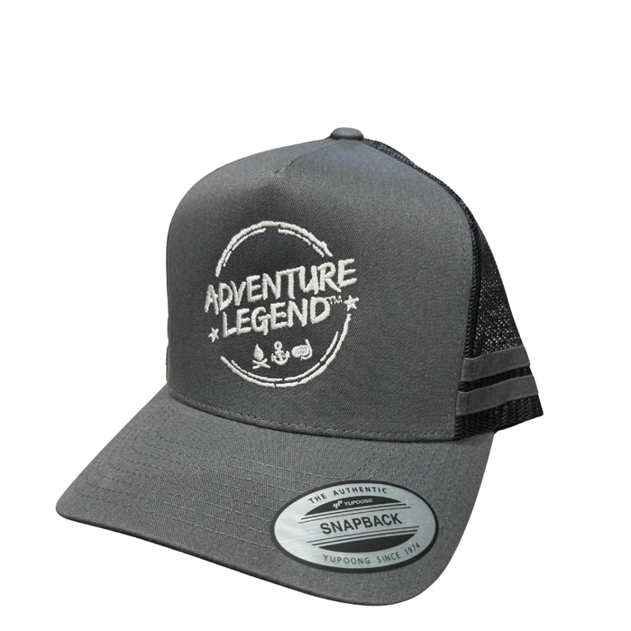 ADVENTURE LEGENDS STRIPED TRUCKER CAP STEEL