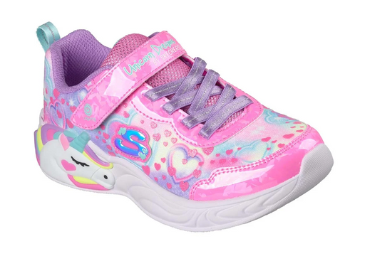 SKECHERS S LIGHTS UNICORN DREAMS HEART SPARKLES PINK/MULTI [SZ:2]