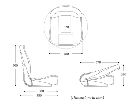 BOAT SEAT CP48 HB FOLDING DUSTYGRY/BLACK