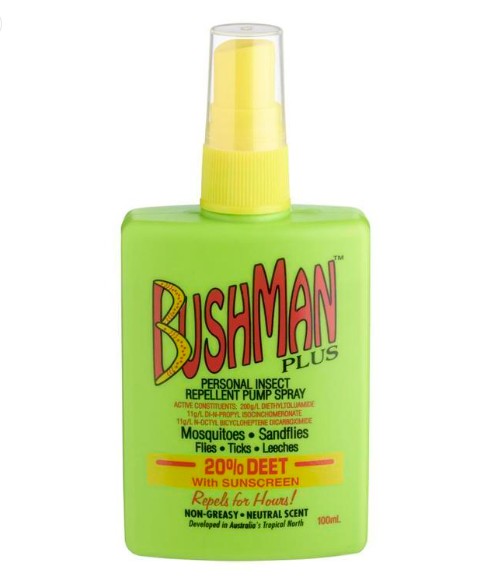 BUSHMAN REPELLENT PLUS PUMP SPRAY 100ML 20% DEET WITH SUNSCREEN