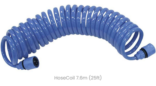 25FT HOSE COILW/BLUE GARDEN FITTING 