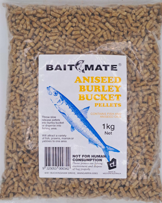 BAITMATE ANISEED BURLEY BUCKET PELLETS W OIL 1KG