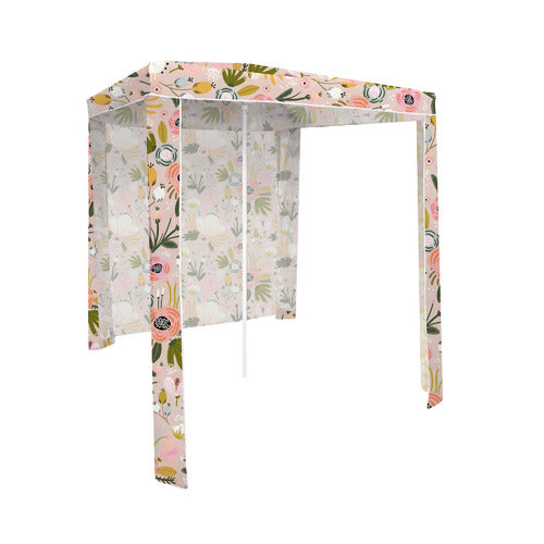 GOOD VIBES PEONY BLOOM BEACH CABANA POLYESTER W BACK WALL 180X180CM