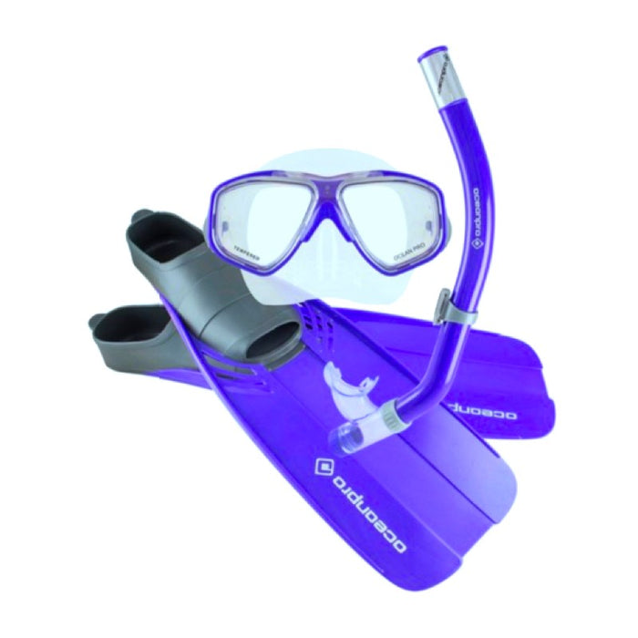 OCEAN PRO TOUR MASK, SNORKEL & FIN SET ADULT BLUE